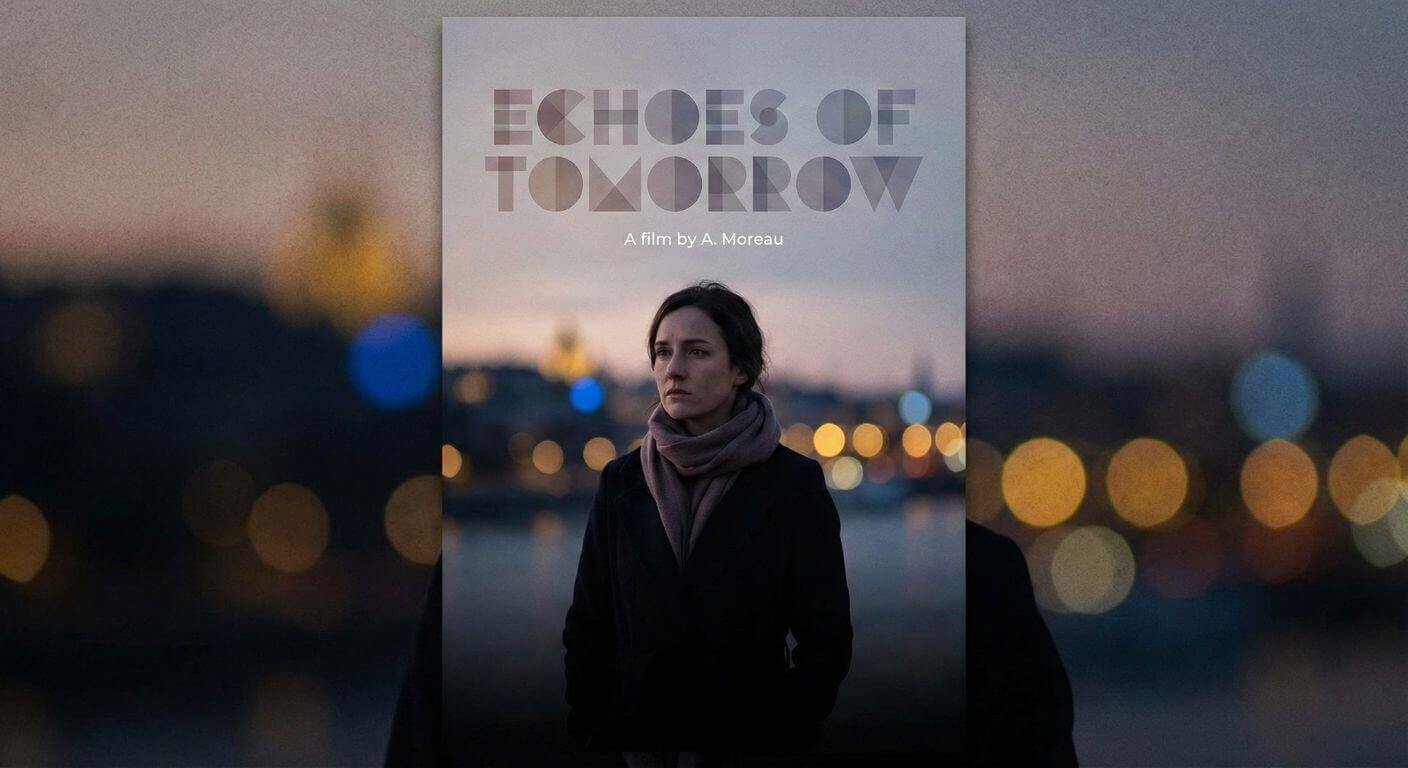 Woman in urban setting with blurred city lights – Echoes of Tomorrow available on Atlas PRO ONTV
