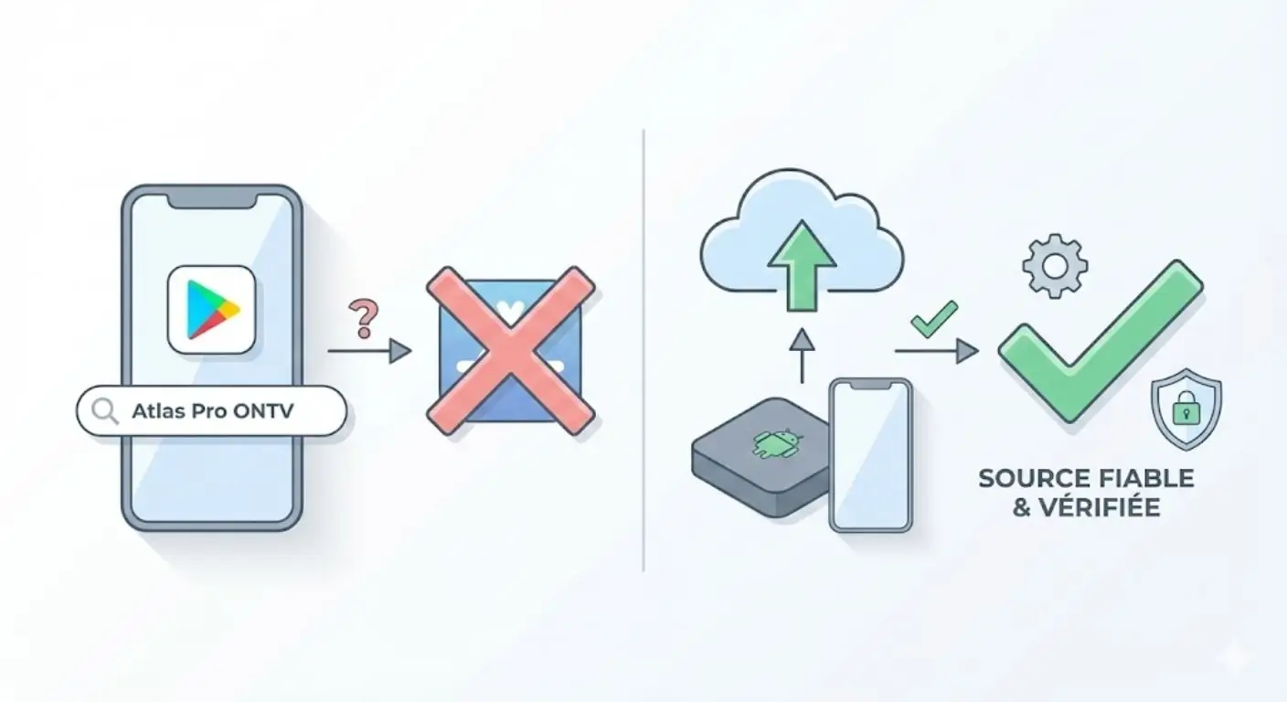 Recherche de l’application Atlas Pro ONTV sur le Google Play Store