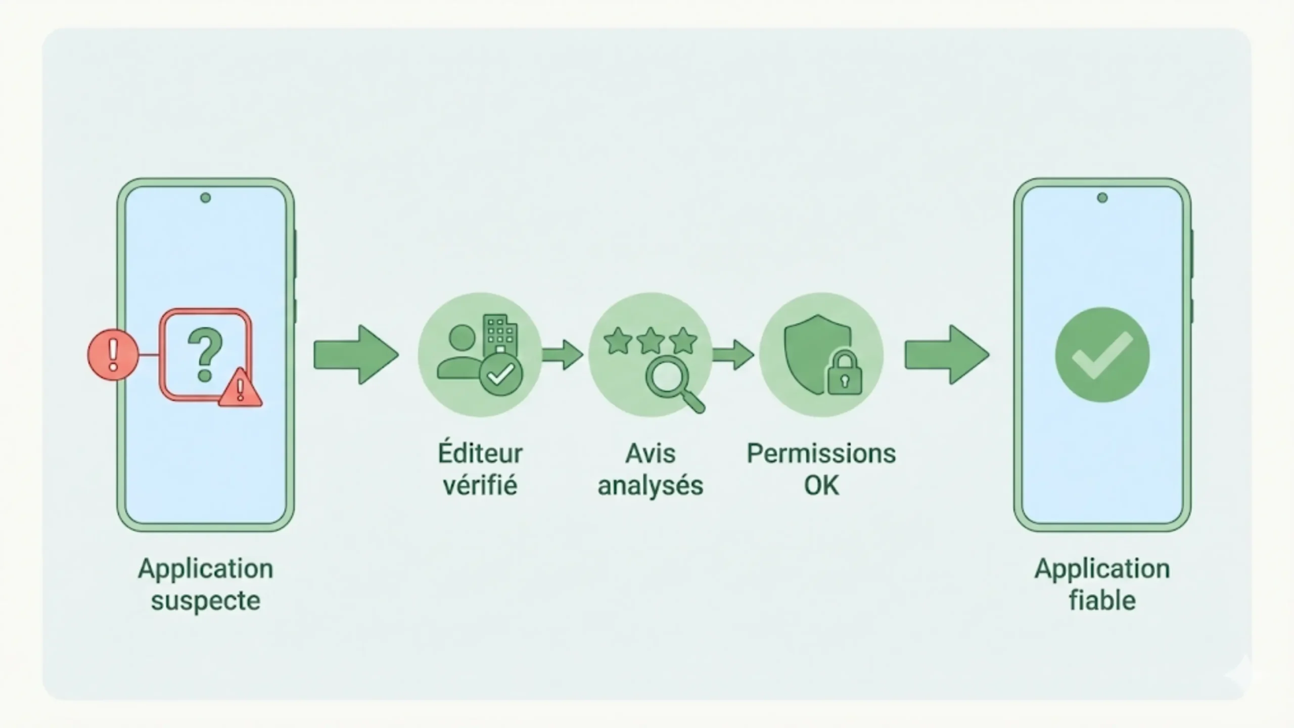 Illustration montrant comment vérifier qu’une application Android est fiable avant installation