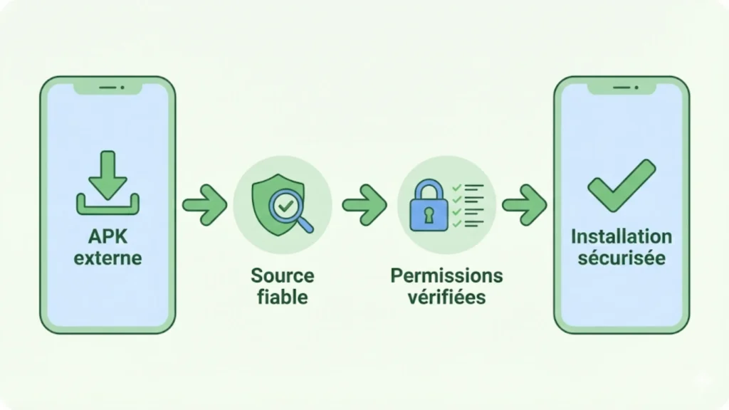 Illustration expliquant comment sécuriser l’installation d’une application Android hors Play Store