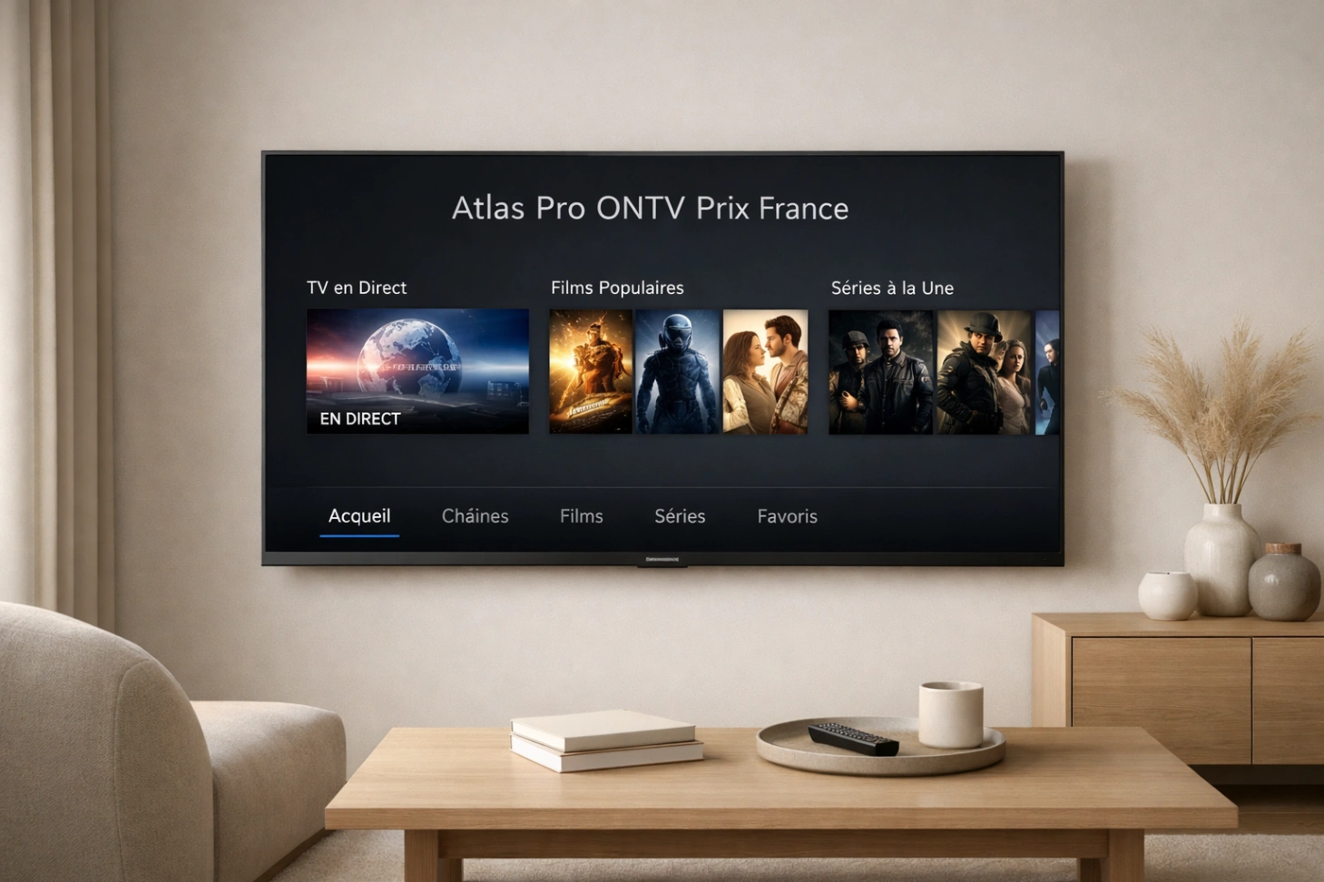 atlas pro ontv prix france sur télévision moderne dans un salon élégant