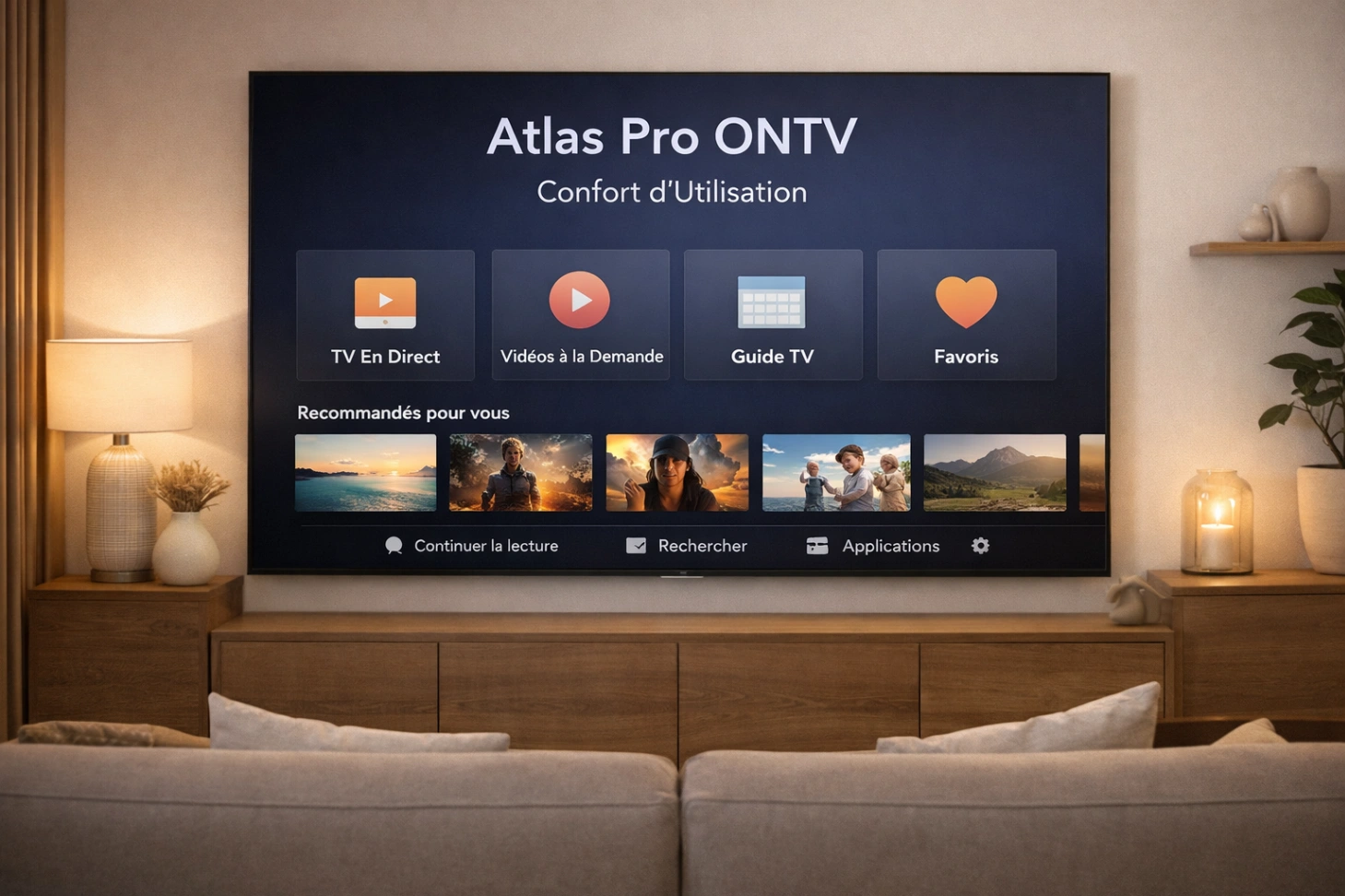 atlas pro ontv confort d utilisation sur télévision moderne avec interface lisible