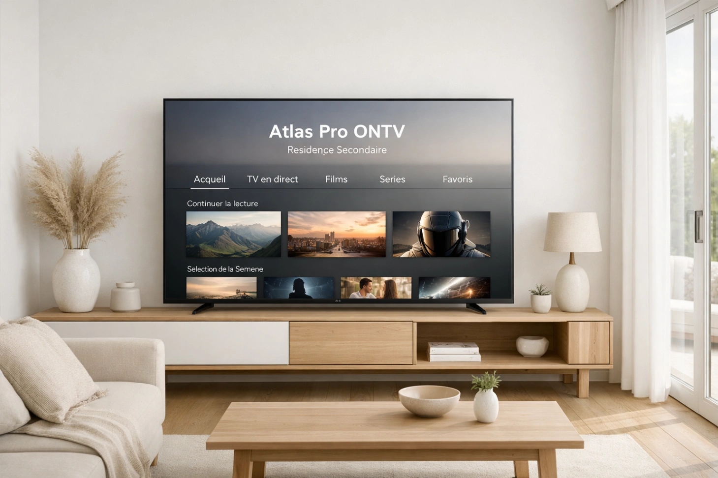 atlas pro ontv résidence secondaire dans un salon lumineux de maison secondaire
