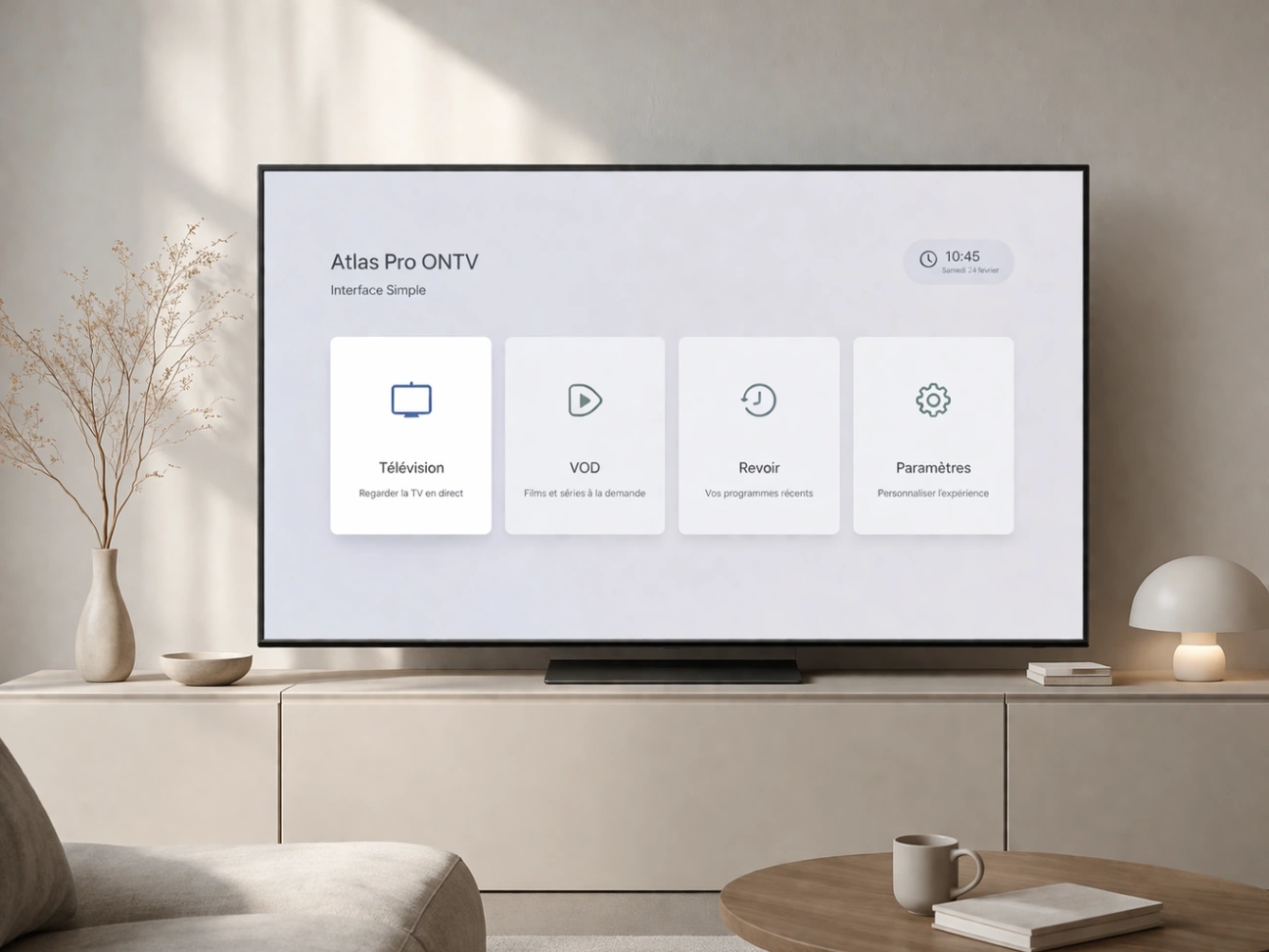 atlas pro ontv interface simple sur écran moderne avec design épuré