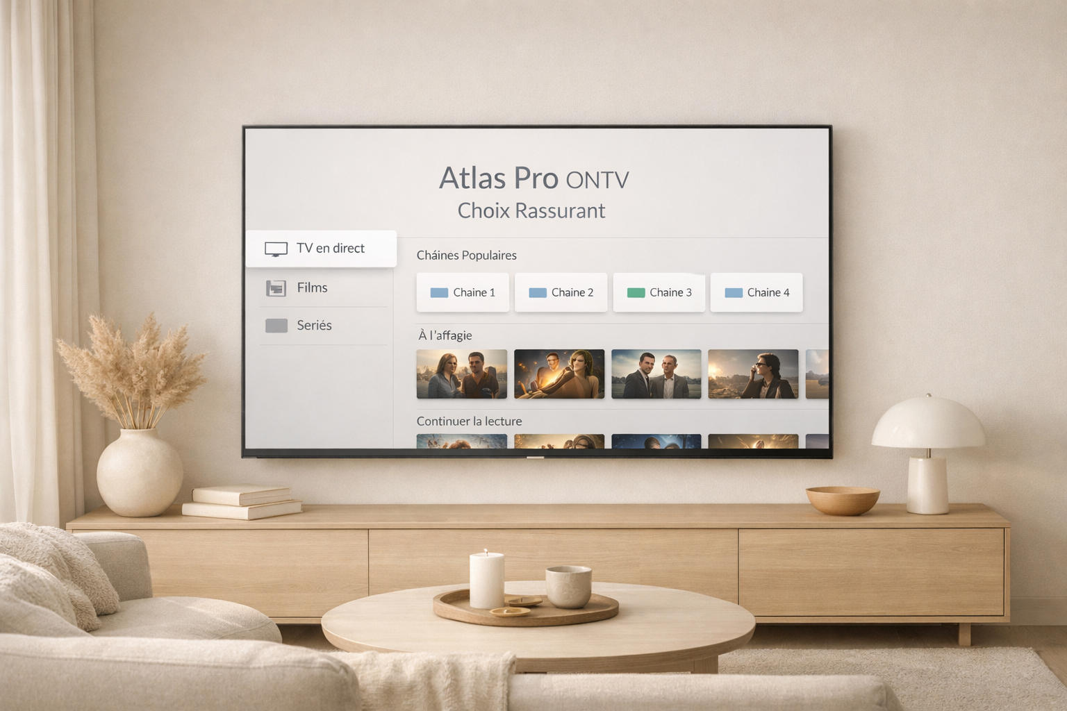 atlas pro ontv choix rassurant dans un salon premium avec télévision moderne