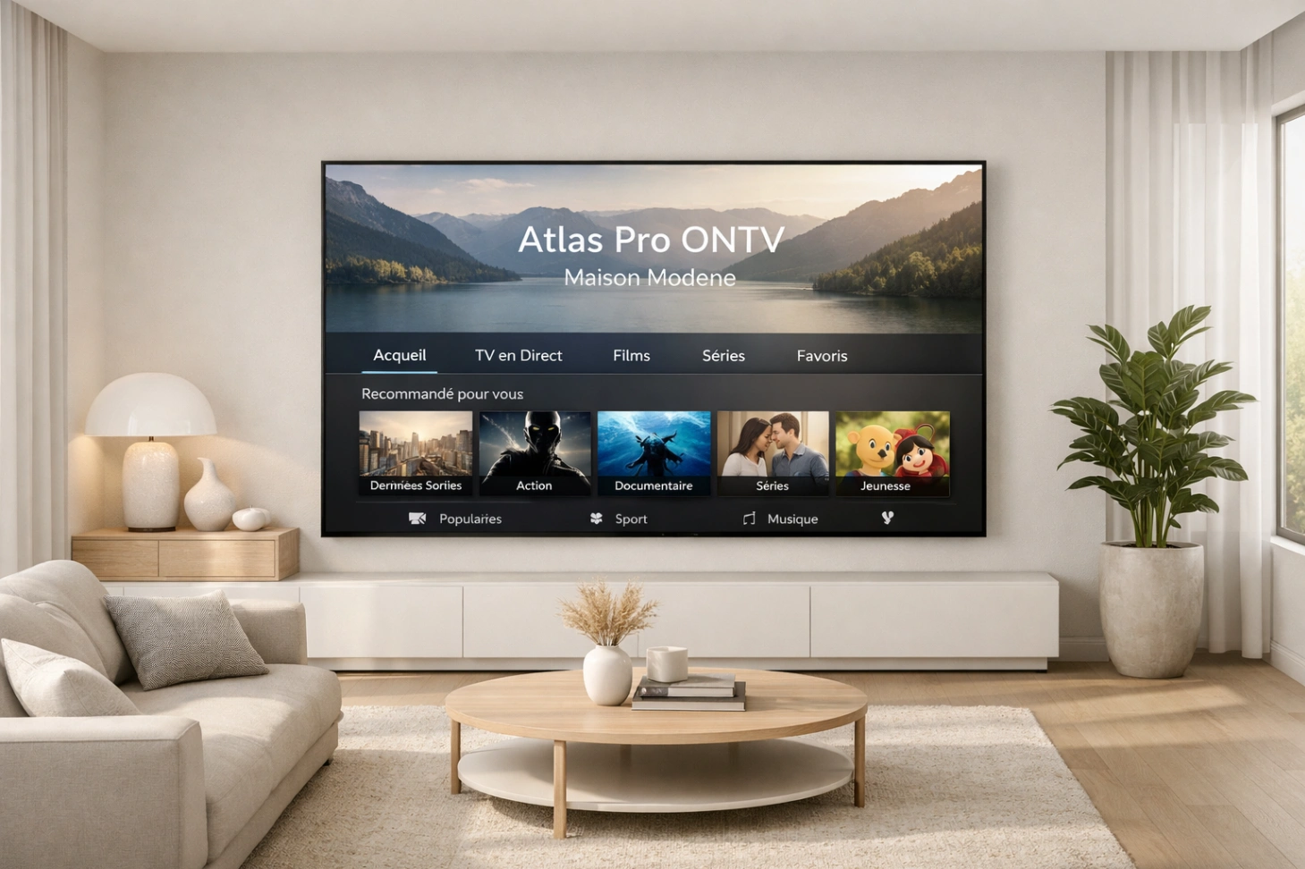 atlas pro ontv maison moderne dans un salon contemporain lumineux
