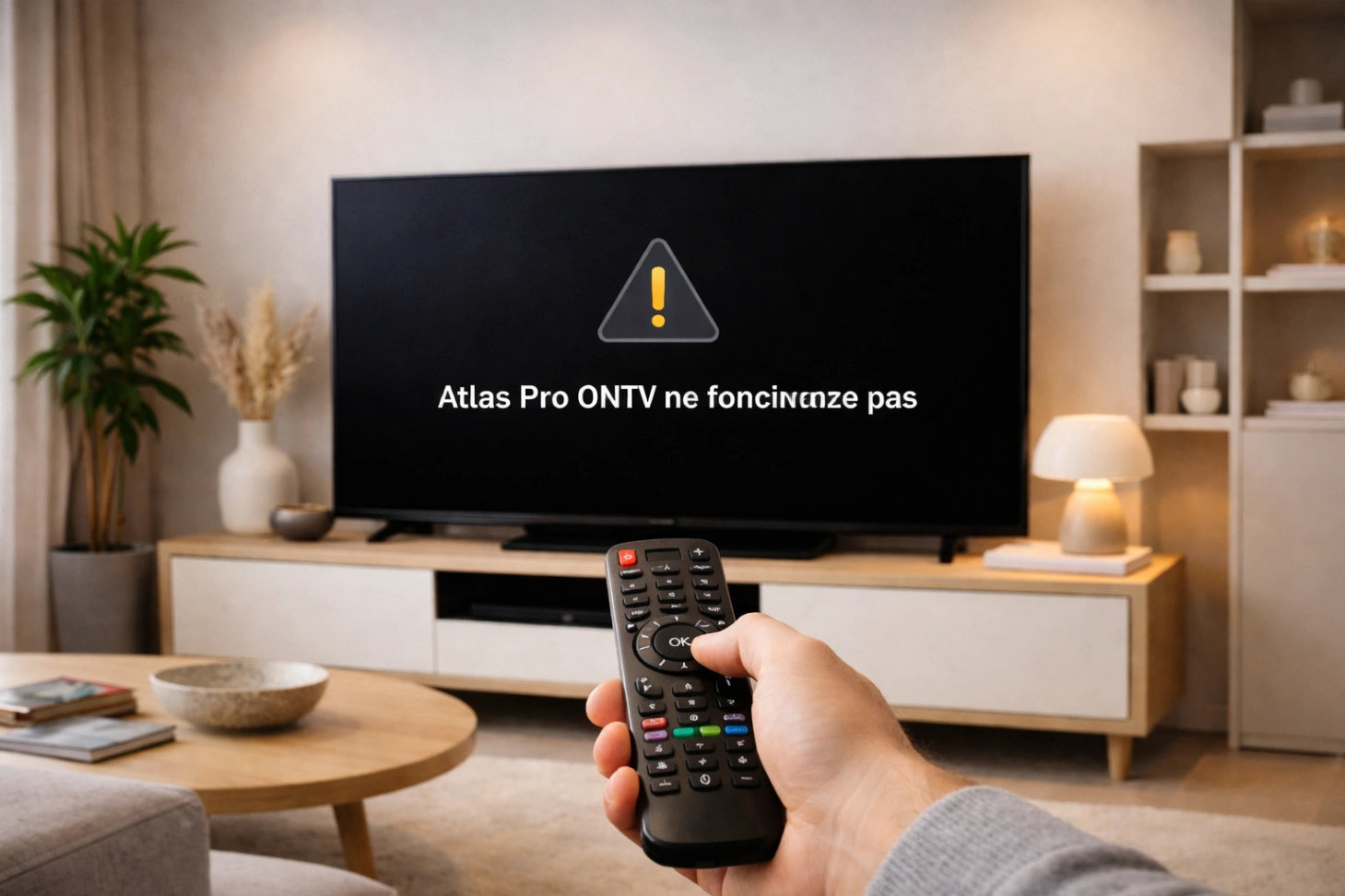 Atlas Pro ONTV ne fonctionne pas écran noir salon moderne