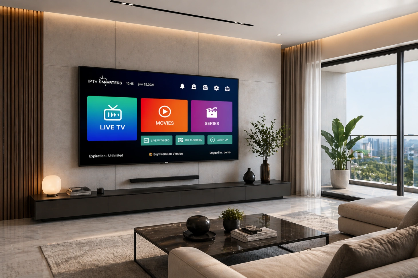 IPTV salon moderne design intérieur télévision élégante