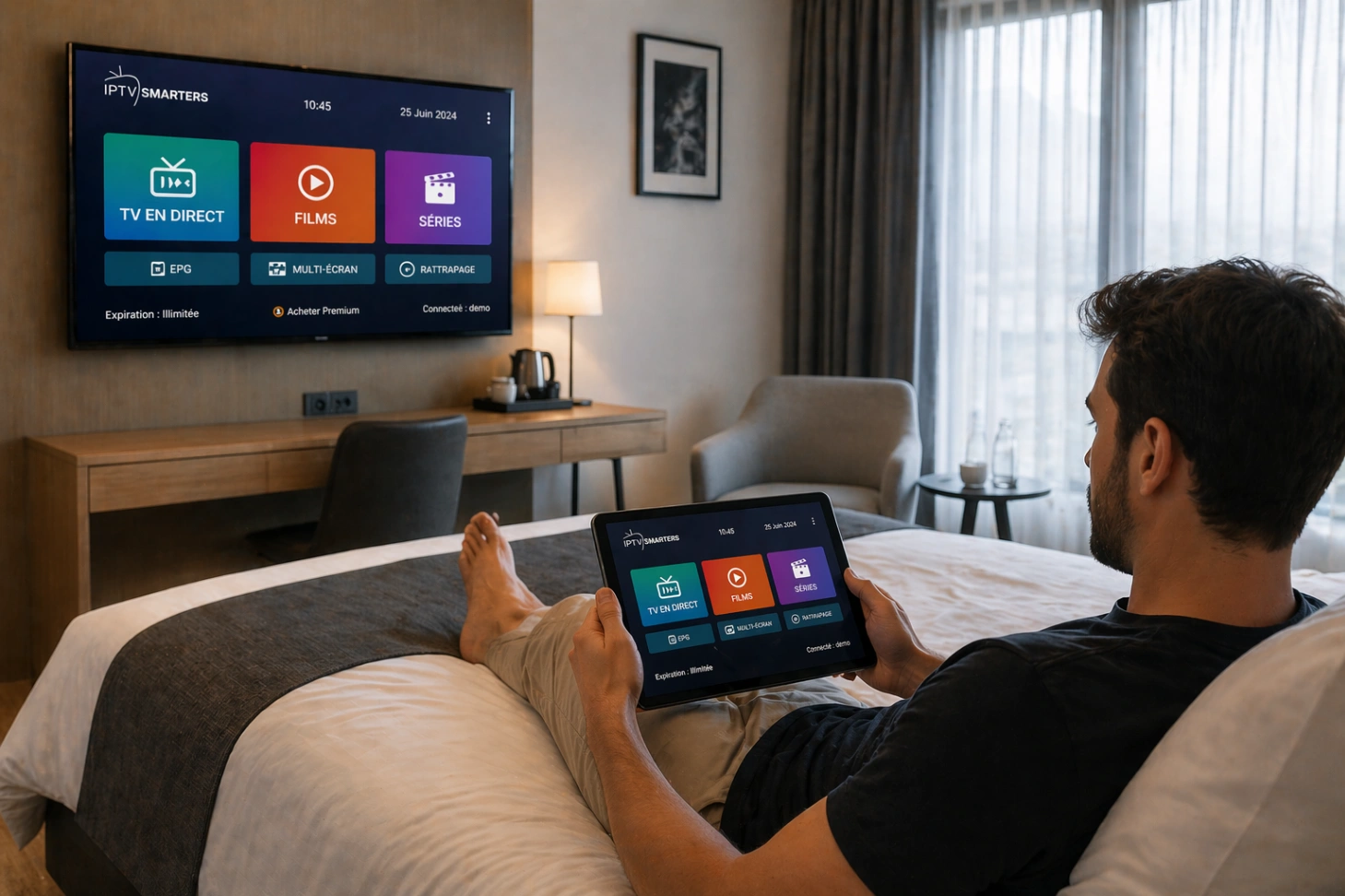 IPTV en voyage smartphone télévision hôtel