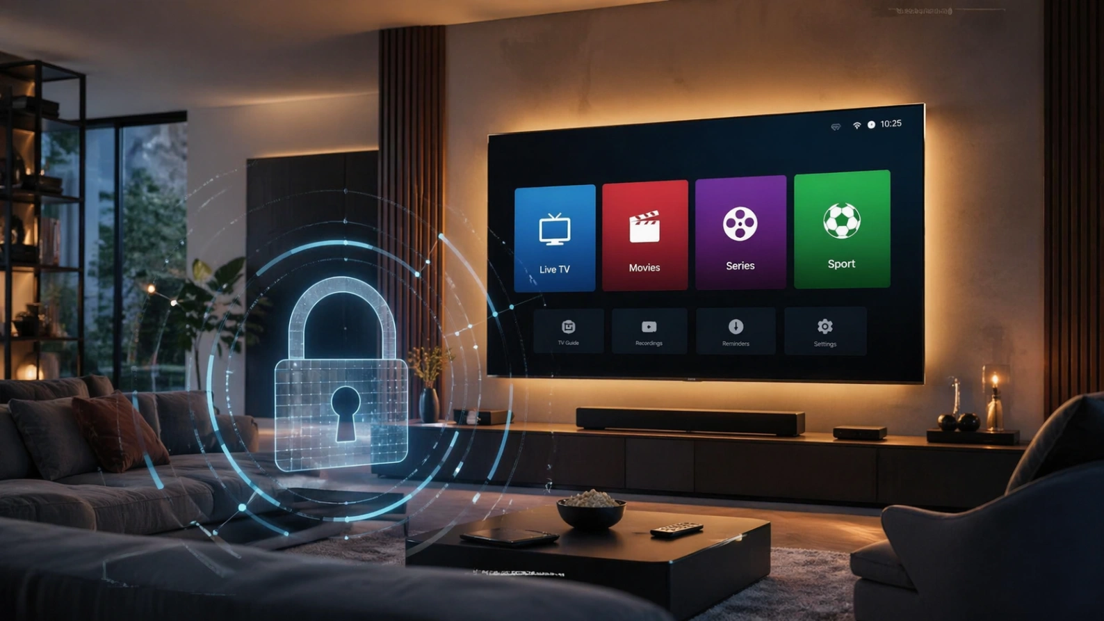 sécurité IPTV maison réseau sécurisé télévision salon