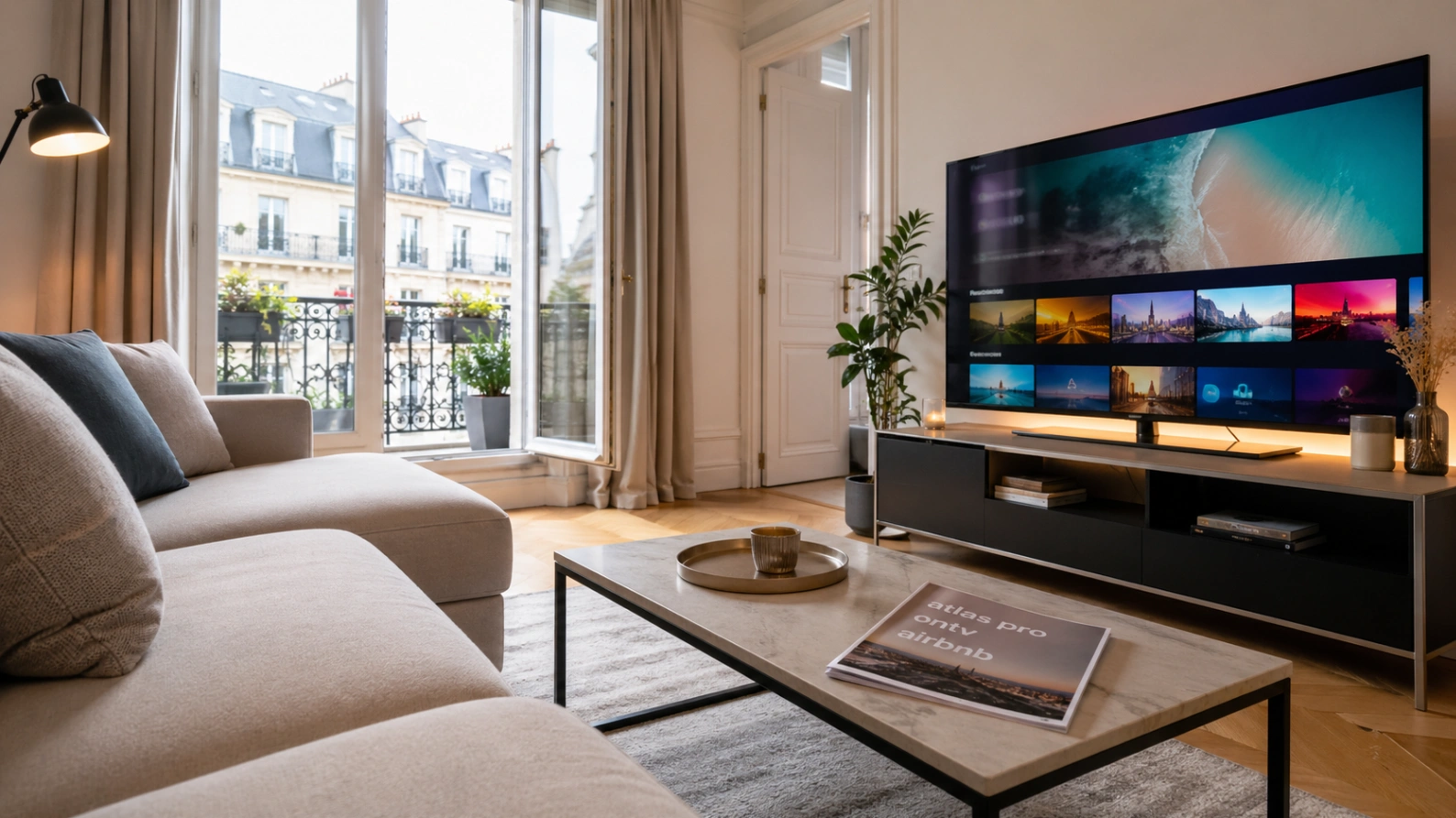 Atlas Pro ONTV dans un appartement Airbnb moderne pour les invités.