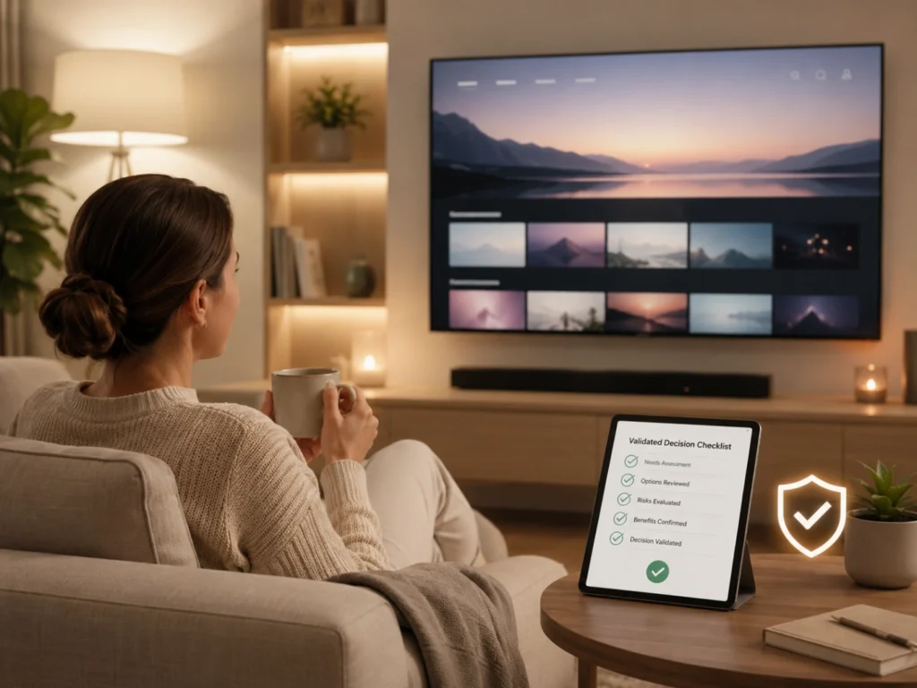 Atlas Pro ONTV Choix Sans Regret avec checklist et télévision moderne.