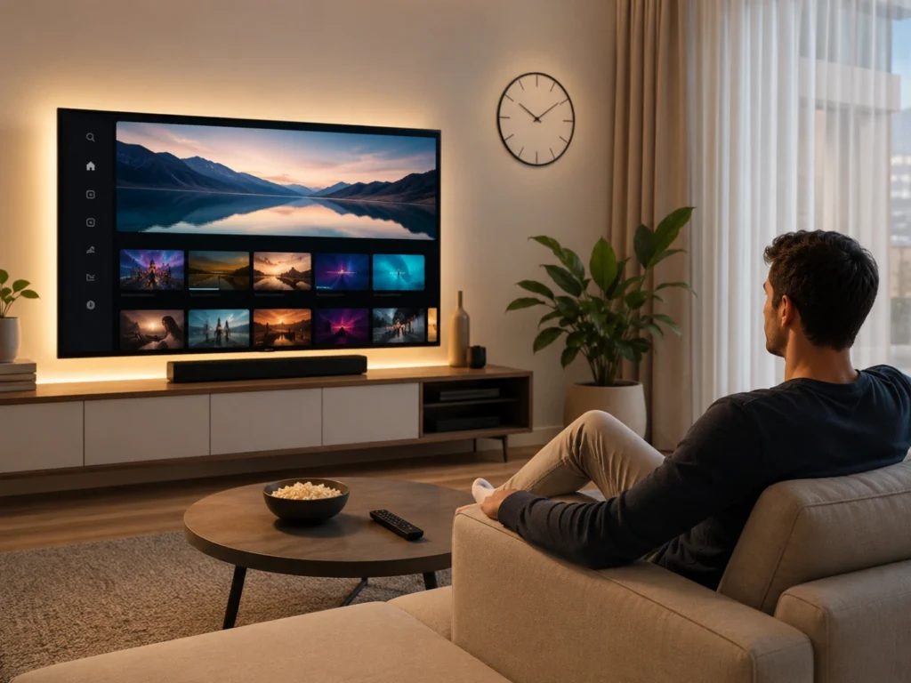 Atlas Pro ONTV Offre Gain de Temps avec télévision prête et horloge minimaliste.