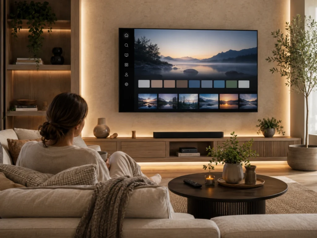 Atlas Pro ONTV Télévision Sans Stress dans un salon calme et moderne.