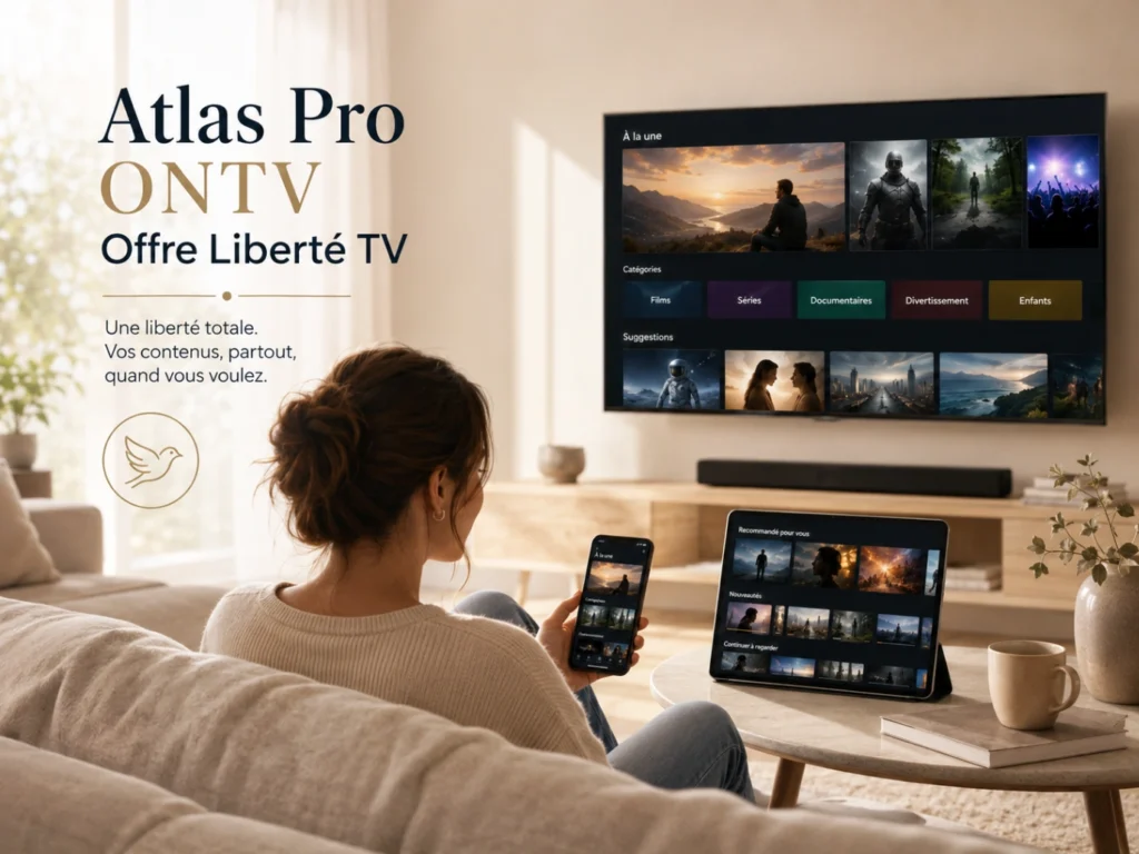 Atlas Pro ONTV Offre Liberté TV avec plusieurs écrans modernes.