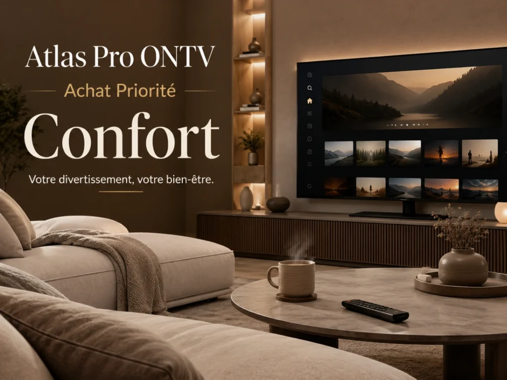 Atlas Pro ONTV Achat Priorité Confort dans un salon cosy premium.