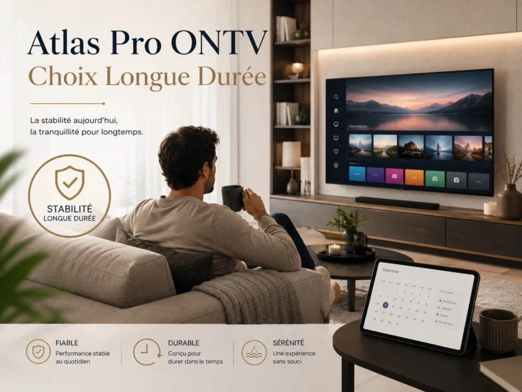 Atlas Pro ONTV Choix Longue Durée avec calendrier et télévision moderne.