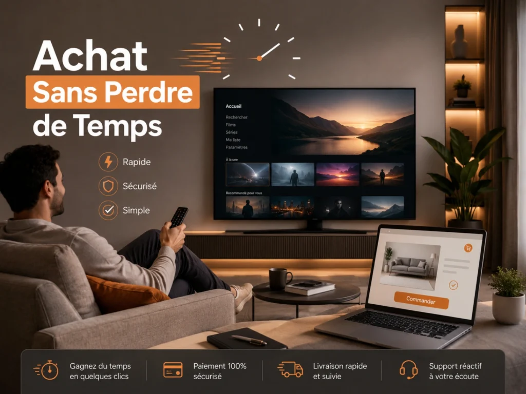 Atlas Pro ONTV Achat Sans Perdre de Temps avec télévision prête et horloge.
