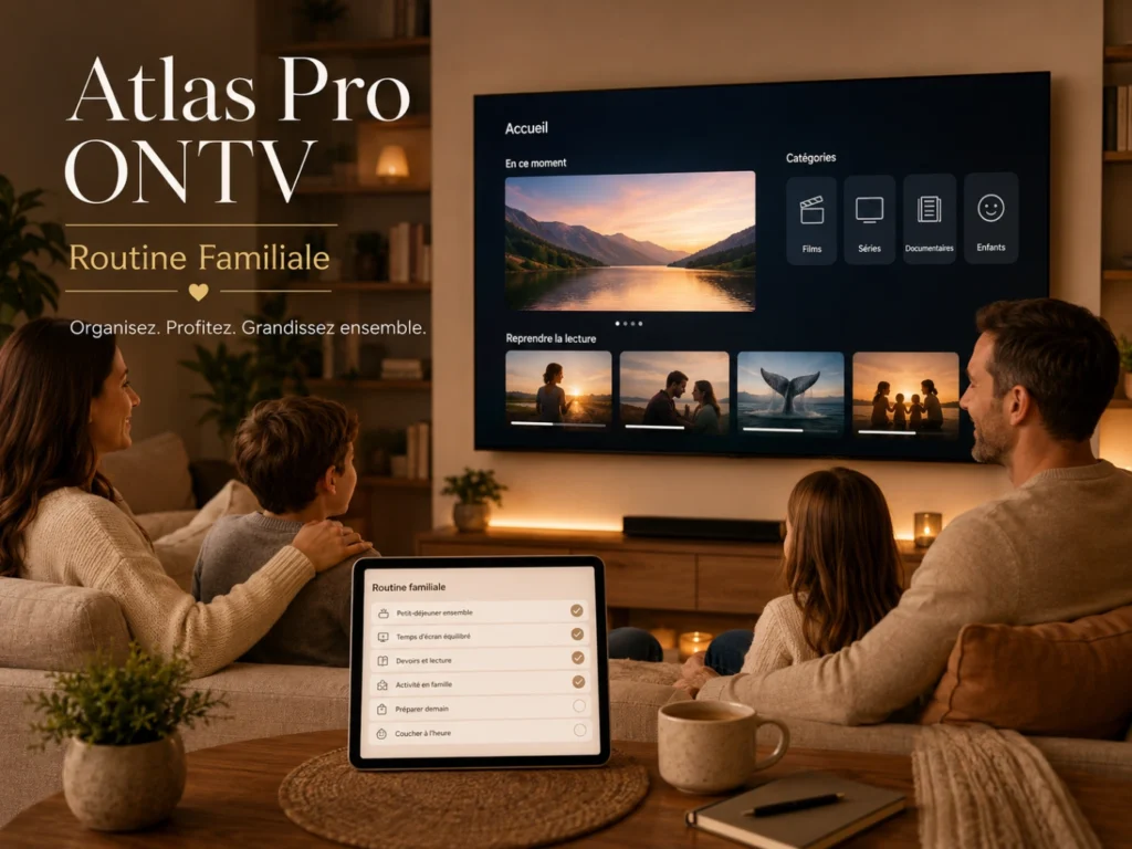 Atlas Pro ONTV Routine Familiale avec famille dans un salon moderne.
