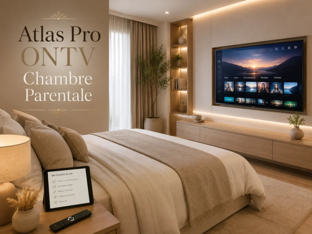 Atlas Pro ONTV Chambre Parentale avec télévision moderne dans une chambre cosy.