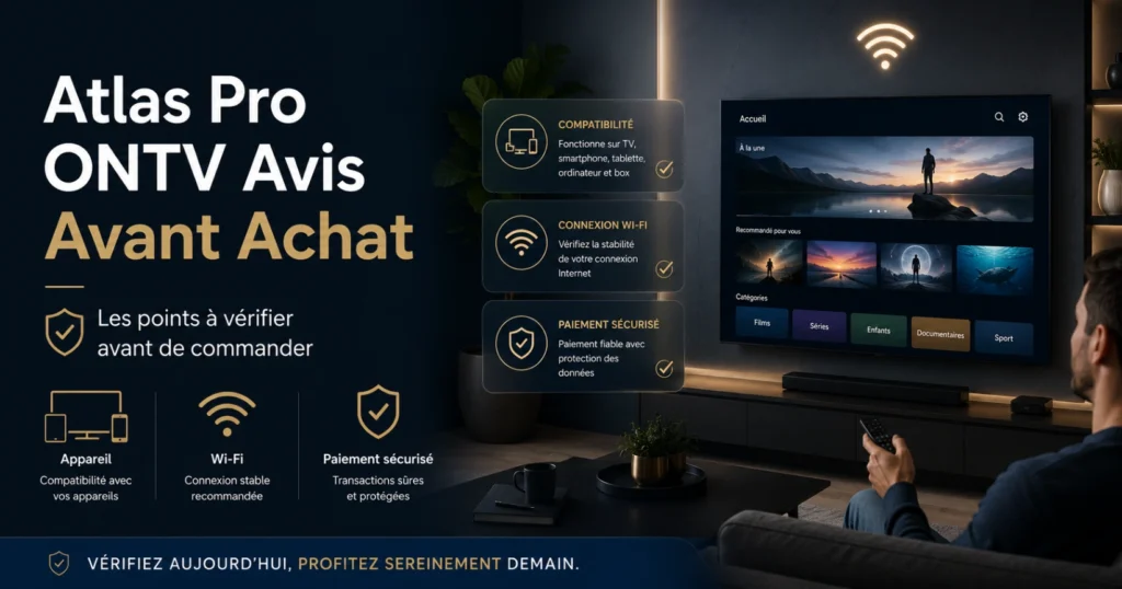 Atlas Pro ONTV Avis Avant Achat avec avis clients et télévision moderne.