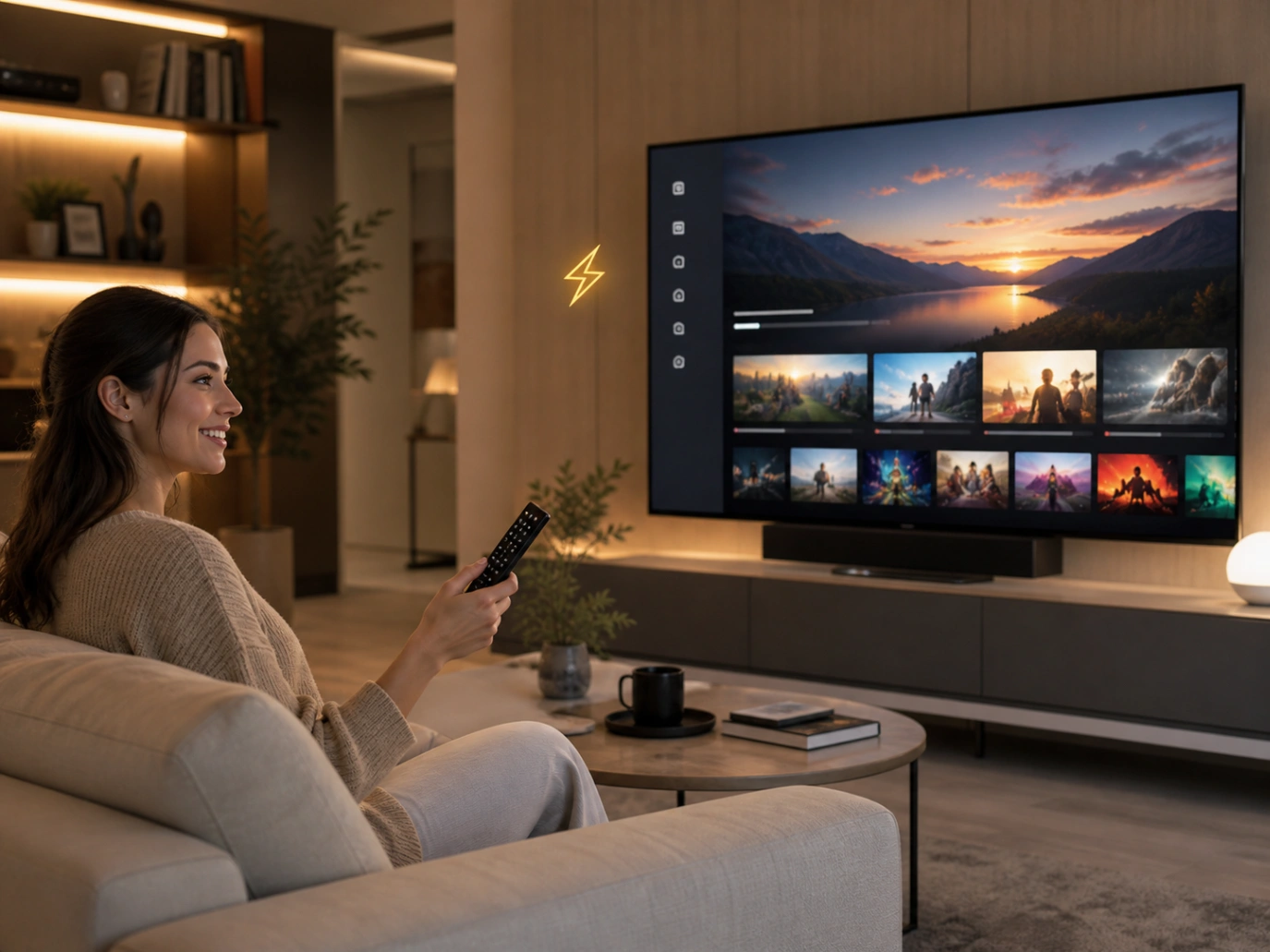 Atlas Pro ONTV Solution TV Immédiate avec télévision moderne et télécommande.