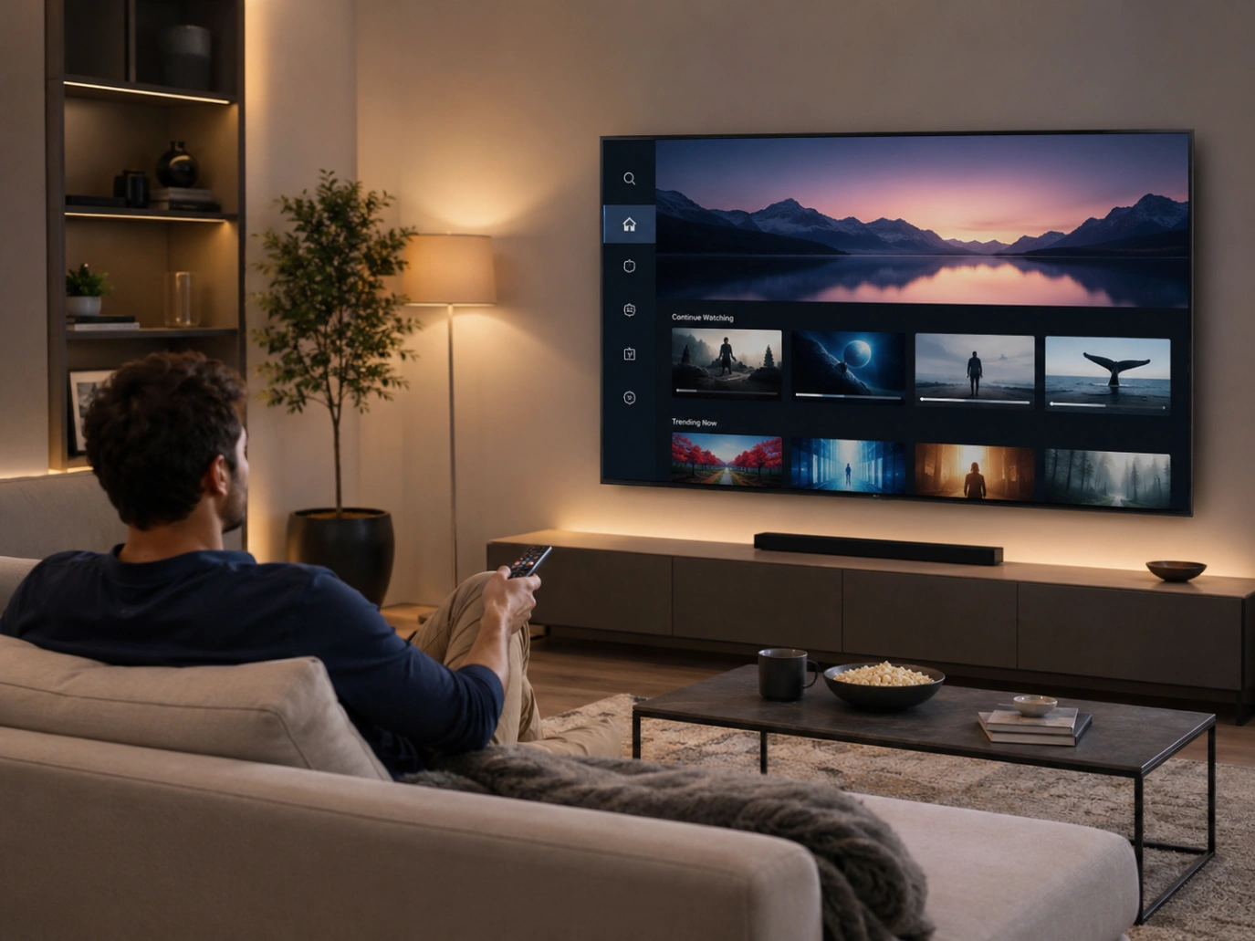 Atlas Pro ONTV Abonnement Tranquille dans un salon moderne et calme.