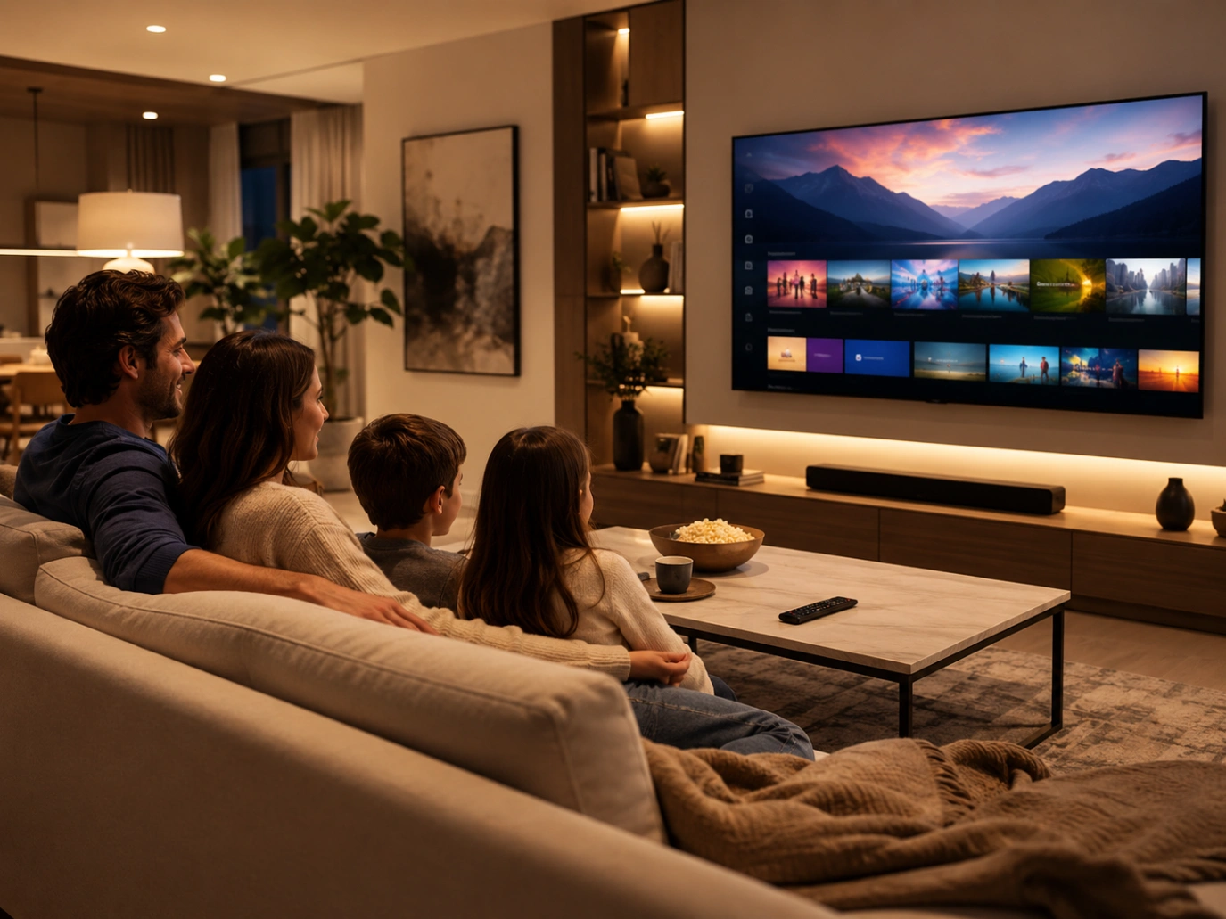 Atlas Pro ONTV Achat Week-End dans un salon moderne prêt pour le week-end.