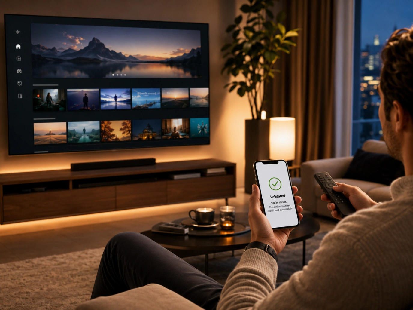 Atlas Pro ONTV Acheter Aujourd’hui avec télévision moderne et validation sur smartphone