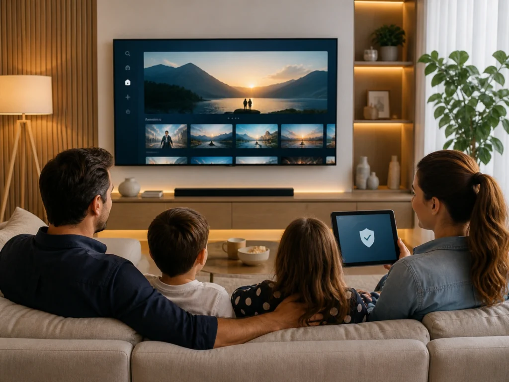 Atlas Pro ONTV Offre Sérénité Maison dans un salon familial rassurant.