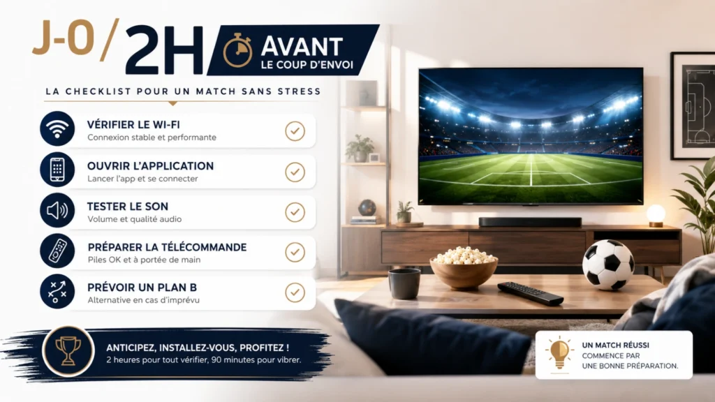 Guide jour de match Coupe du Monde 2026 avec checklist deux heures avant le coup d’envoi