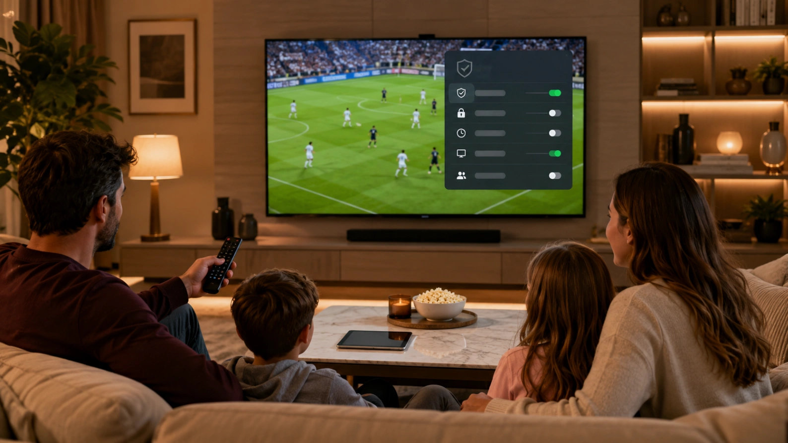 Parents configurant le contrôle parental avant les matchs de la Coupe du Monde 2026
