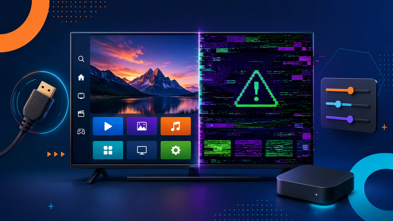 Image verte ou violette avec Atlas Pro ONTV sur une télévision