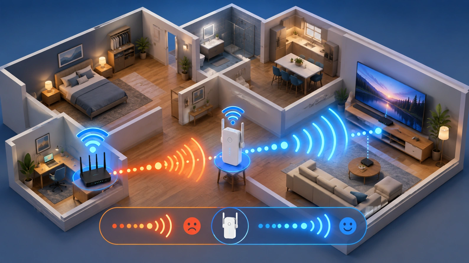 Répéteur Wi-Fi utilisé avec Atlas Pro ONTV dans un salon