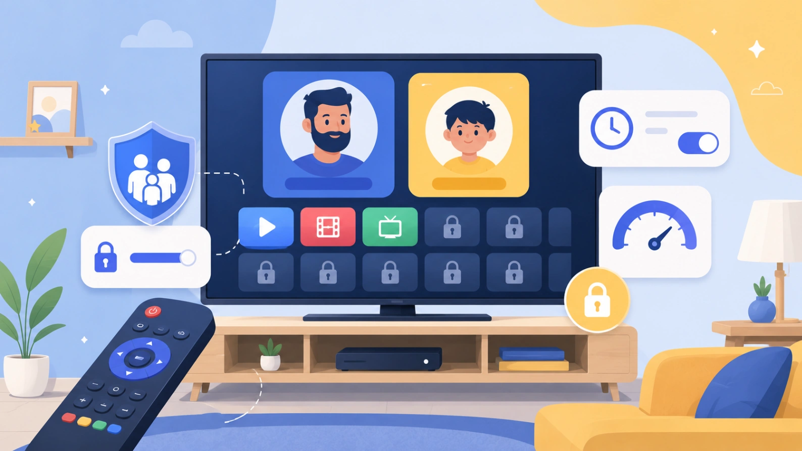 Profil enfant Google TV pouvant bloquer une application Atlas Pro ONTV