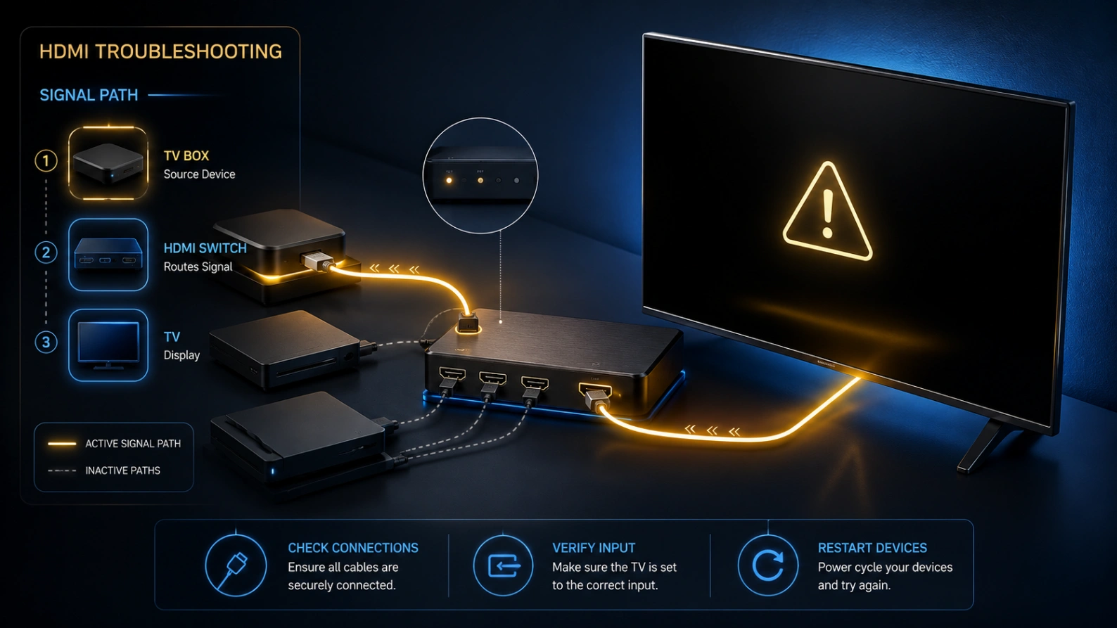 Switch HDMI provoquant un écran noir avec Atlas Pro ONTV