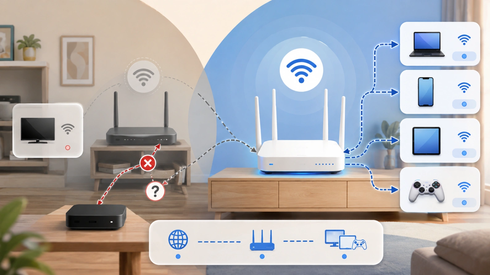 Box Atlas Pro ONTV connectée à l’ancien routeur Wi-Fi après changement internet